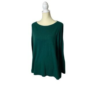 Talbots Green Crew Neck Sweater, lambs wool blend
